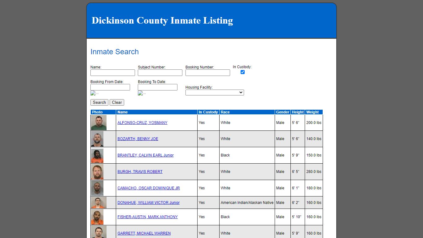 Inmate Search